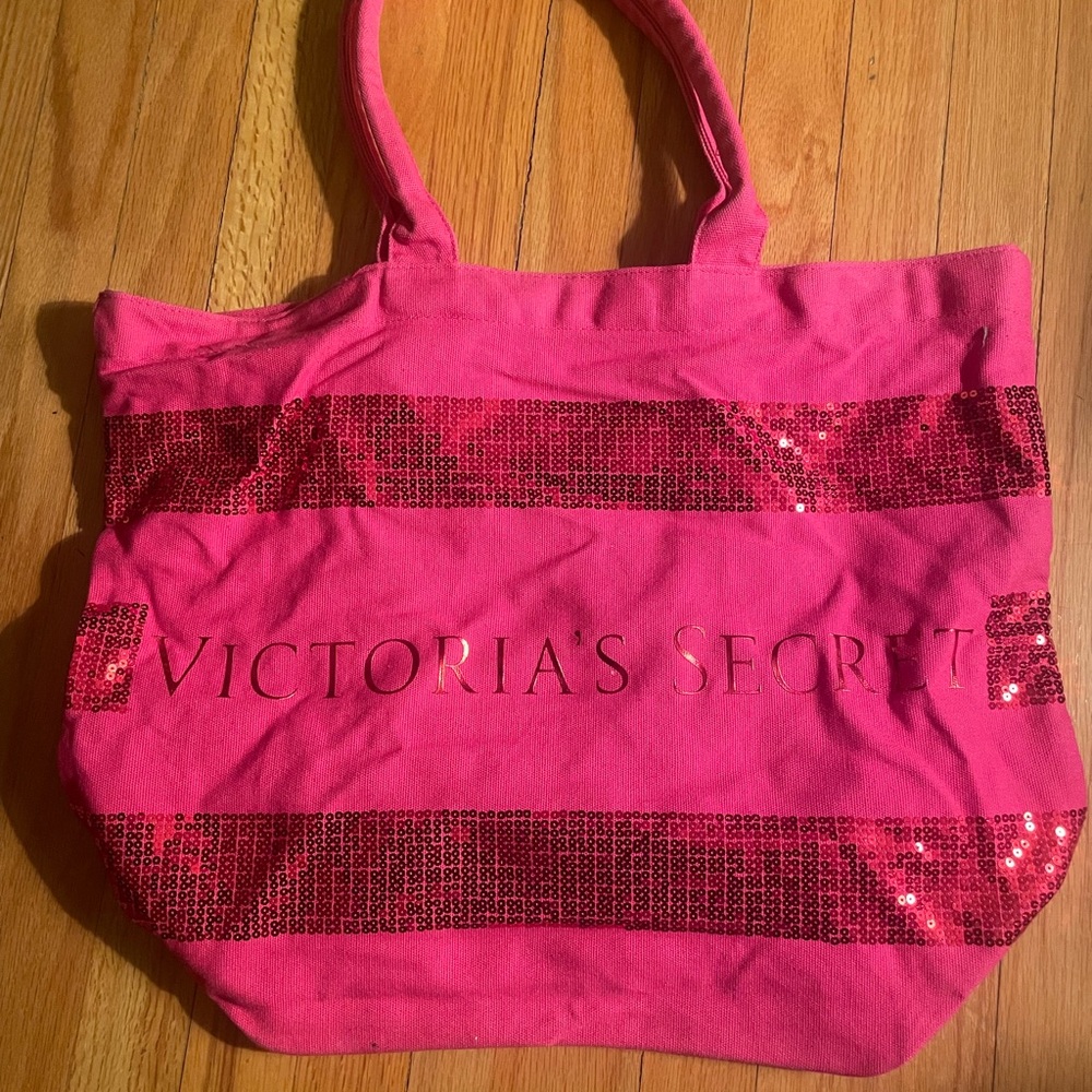 Victoria's Secret Pink Tote with Sequin Stripes